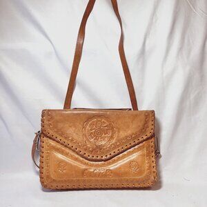 Costa Rica Leather Vintage Shoulder/Crossbody Bag-Removable Strap-Camel/Tan-Rose